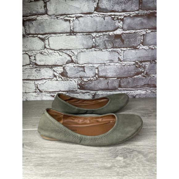 Lucky Brand Olive Green Suede Erin Round Toe Ballet Flats Women Sz 8.5M US/39EU - Picture 1 of 16
